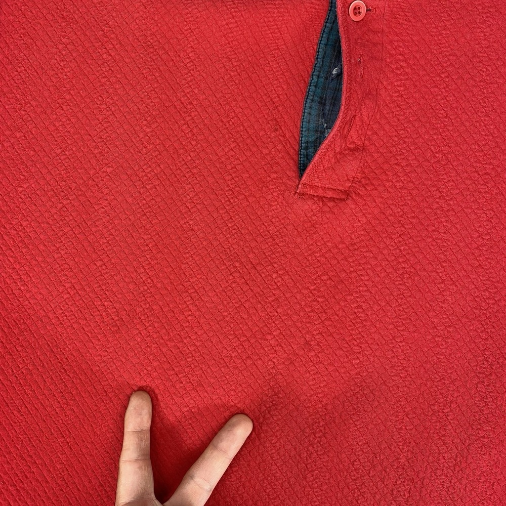 Vtg Gap Shirt Mens Sz L Red Colorblock Henley Quilted Whistler Lodge Patch 90s - Picture 6 of 16